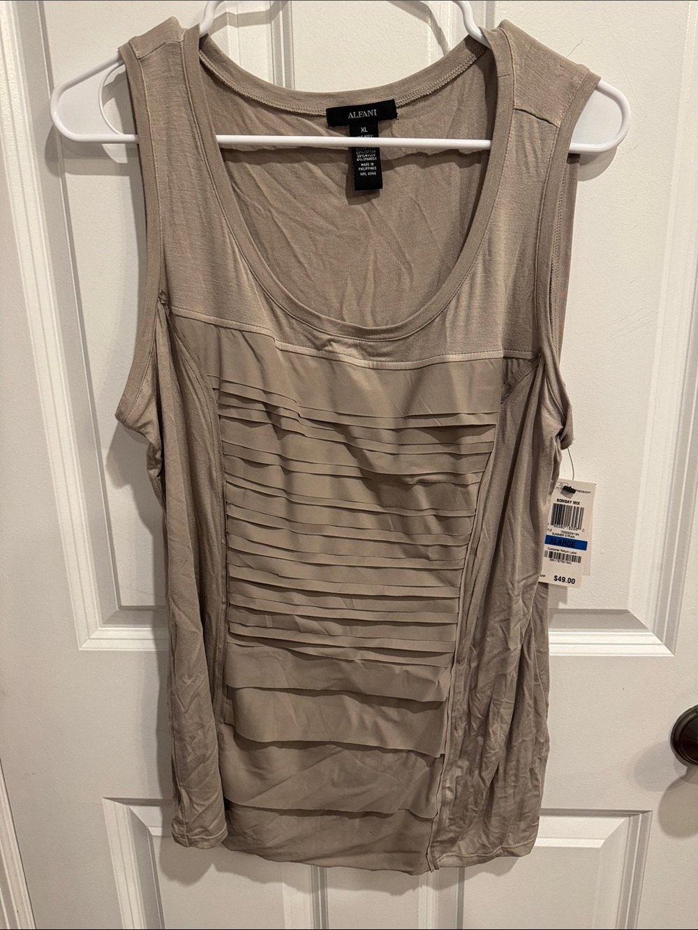 Alfani Taupe Layered Ruffle Front Sleeveless Tank Top